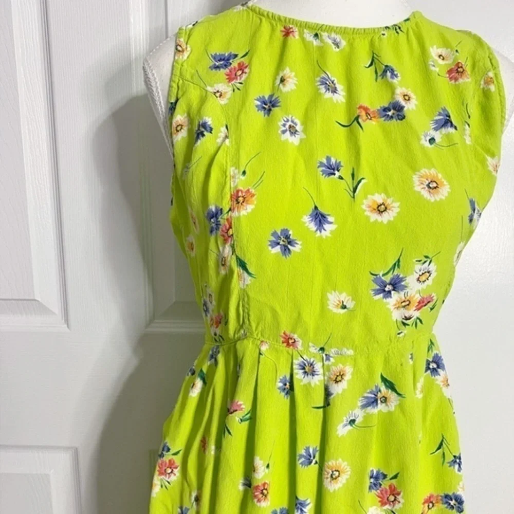 Mix Nouveau (New York) Vintage lime‎ green floral sleeveless midi dress - Picture 4 of 13